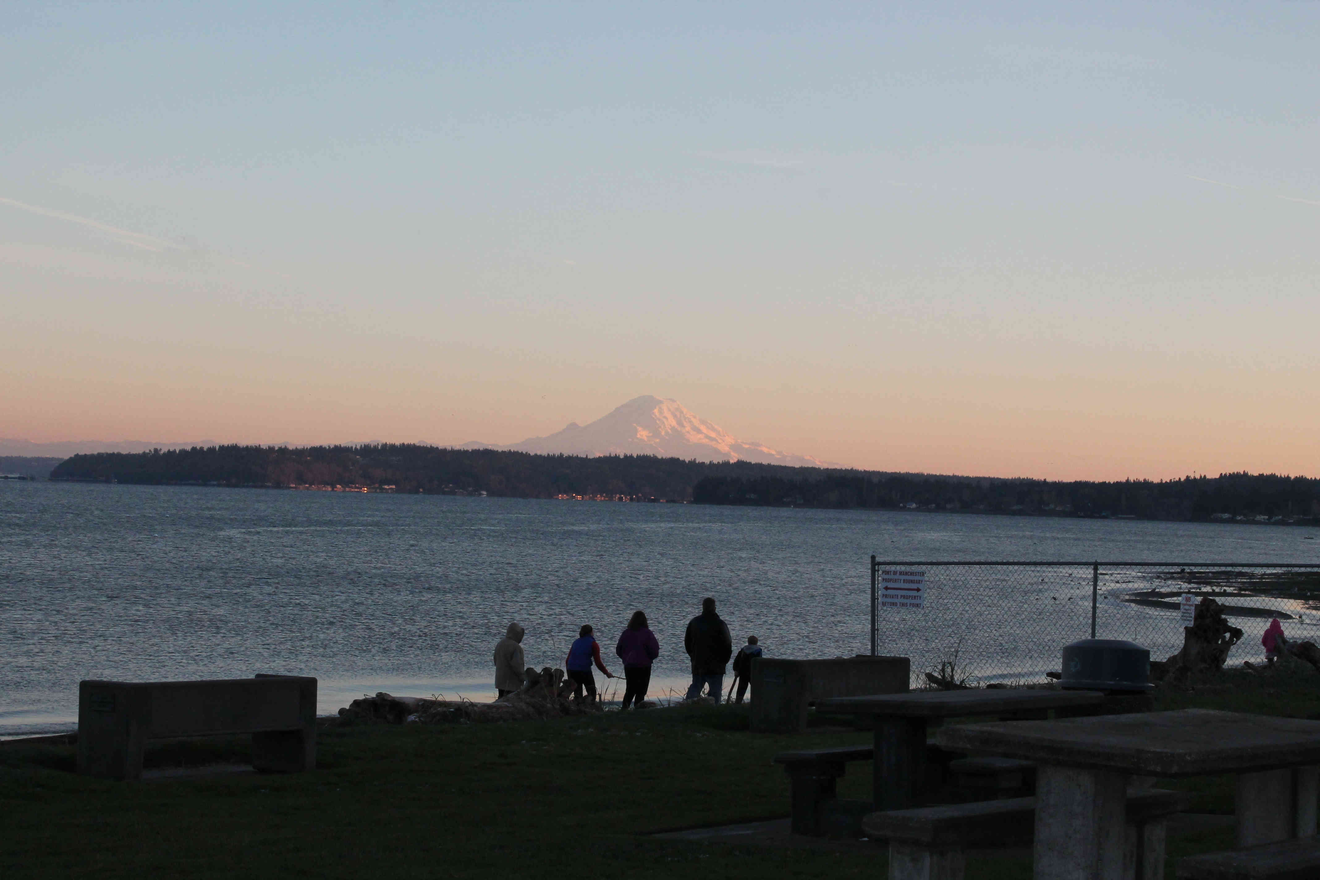 Image of Pomeroy Park in Manchester, Kitsap County at sunset.